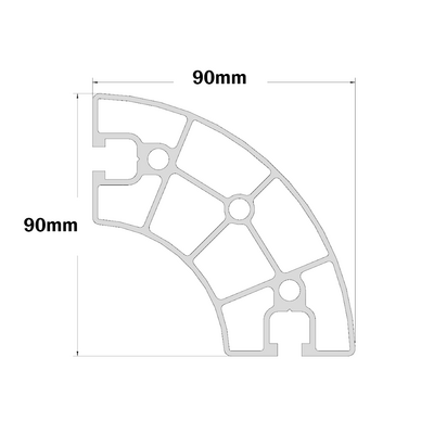 10-9090RC-0-2000MM MODULAR SOLUTIONS EXTRUDED PROFILE 90MM X 90MM ROUND CORNER, CUT TO THE LENGTH OF 2000 MM